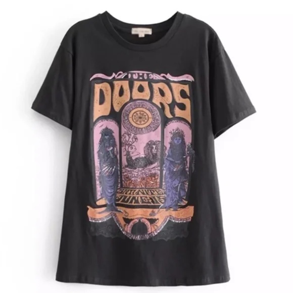 Tops - Black The Doors Rock Band Music Graphic Tee
